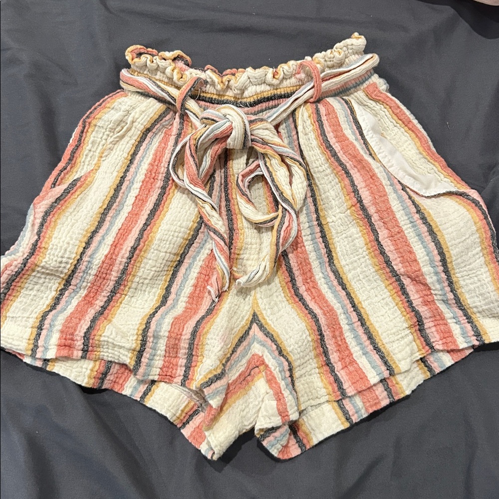 Colorful Striped High Waist Women's Shorts